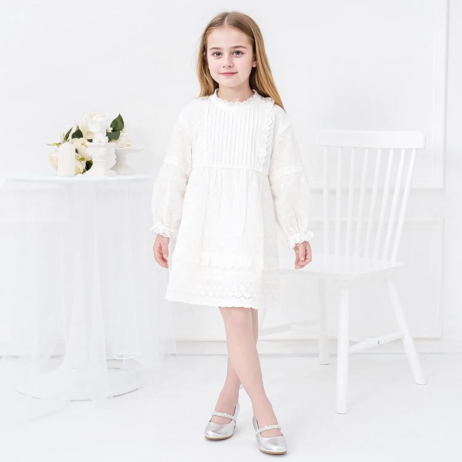 Flower Girl Shoes Kids High Heels Mary Jane Flats Cute Pearl Rhinestones Girls Dress Pumps Shoes for Church Wedding Party Little Big Kids