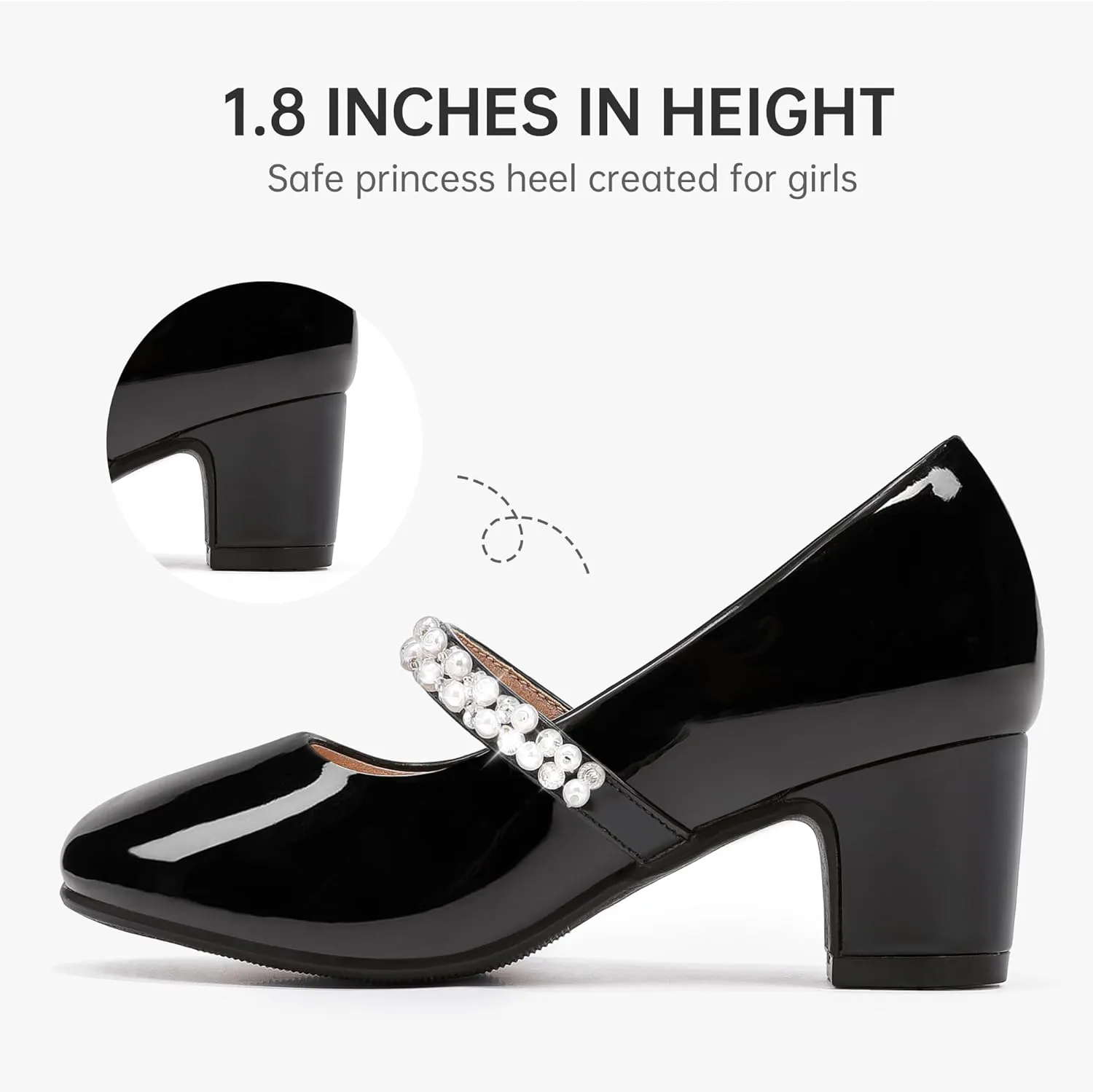 Flower Girl Shoes Kids High Heels Mary Jane Flats Cute Pearl Rhinestones Girls Dress Pumps Shoes for Church Wedding Party Little Big Kids
