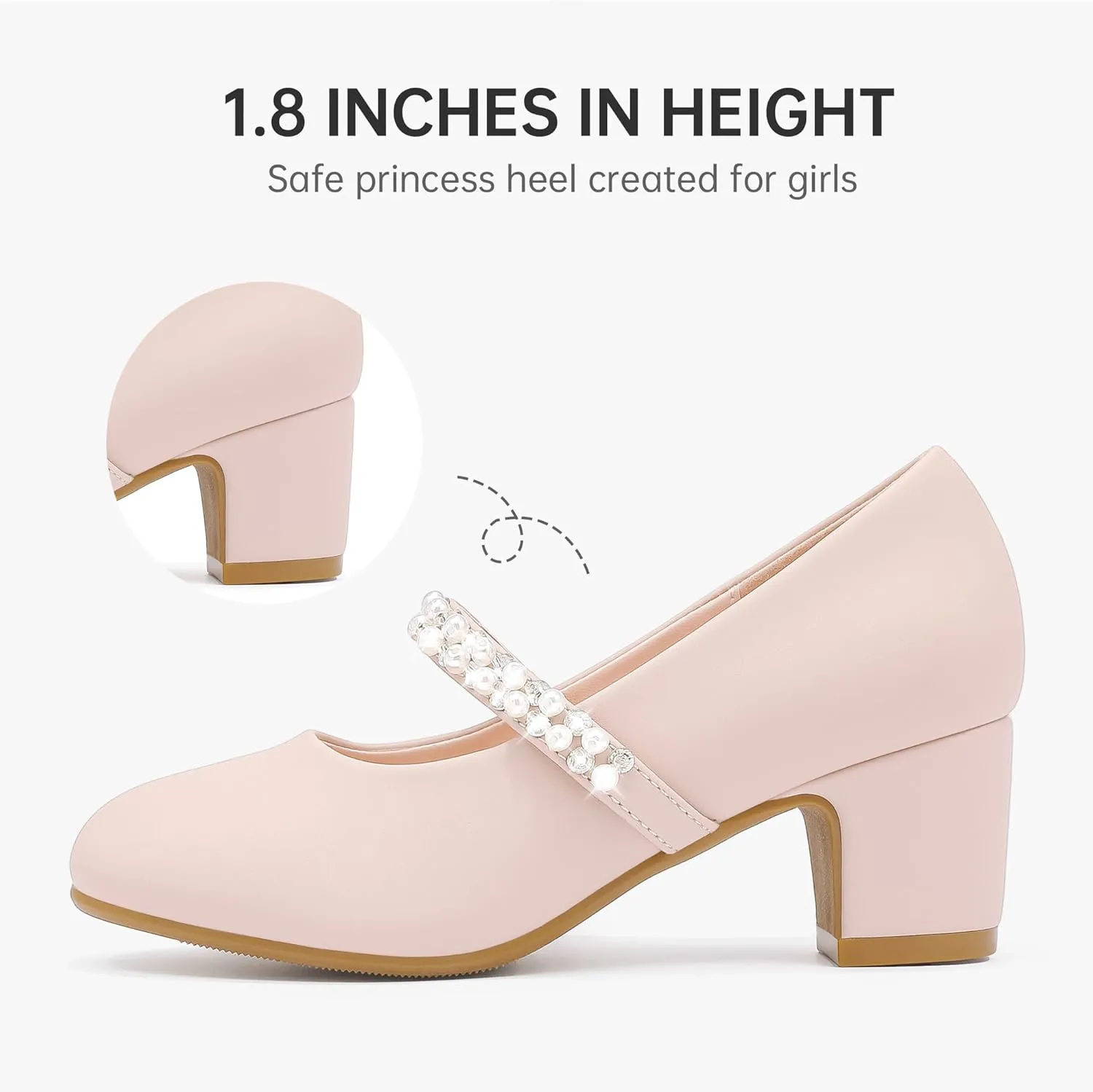 Flower Girl Shoes Kids High Heels Mary Jane Flats Cute Pearl Rhinestones Girls Dress Pumps Shoes for Church Wedding Party Little Big Kids