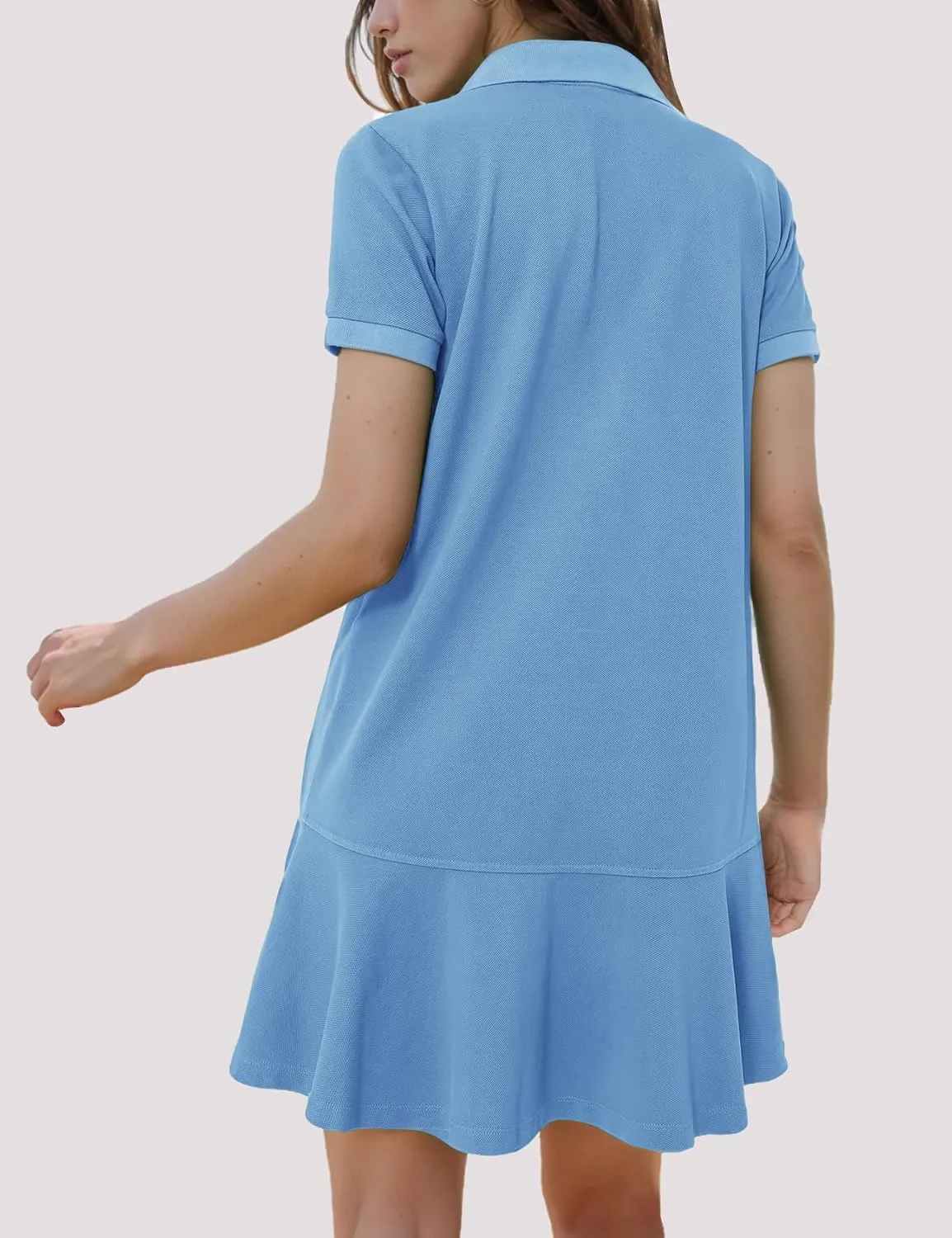 Flygo Womens Polo Dress Collared Short Sleeve Ruffle Golf Tennis T Shirt Sports Workout Mini Summer Dresses Tunic Pique