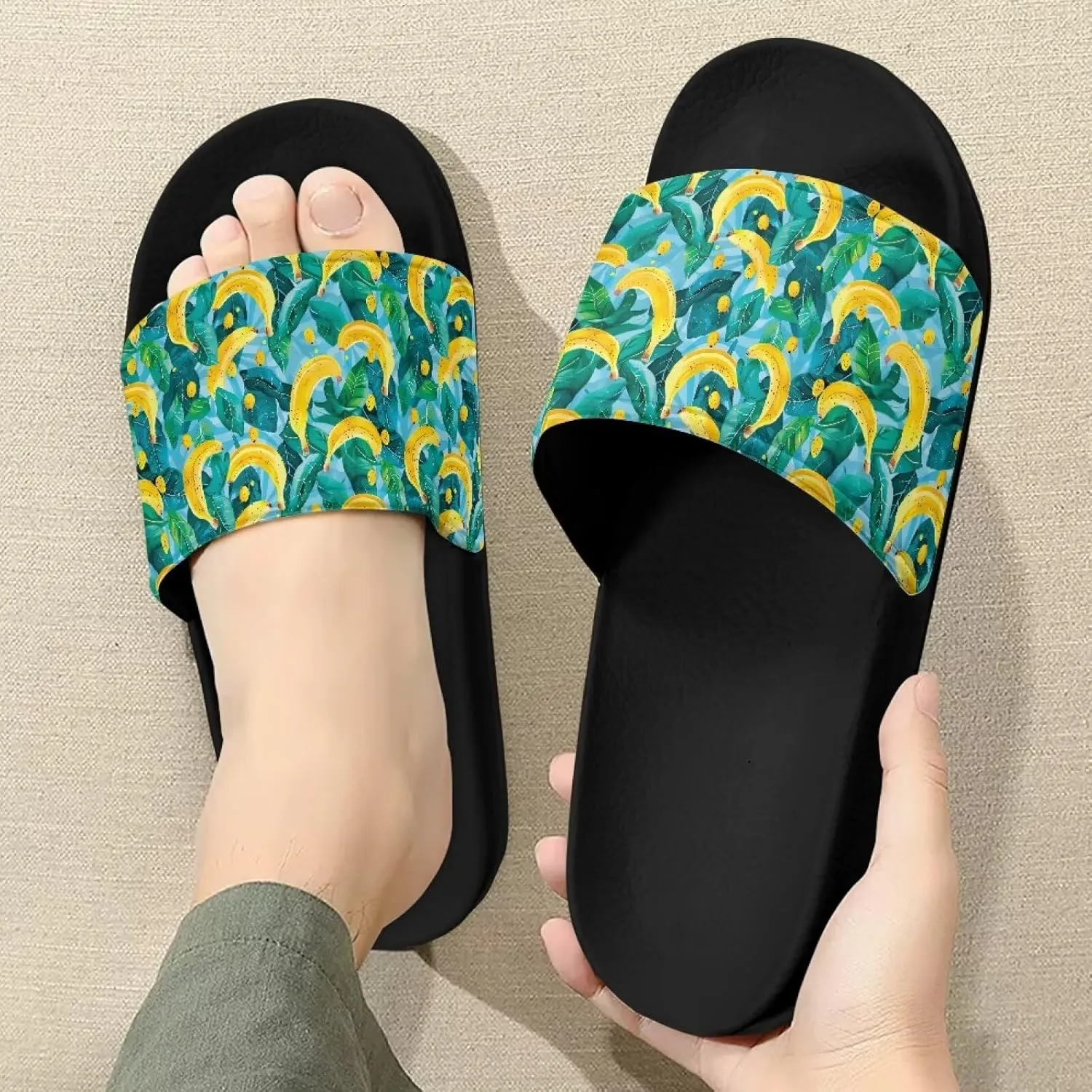 Footwear for Mens Open Toe Athletic Sandals Anti-Slip Sole Slide Sandals Pillow House Flat Shoes Comfortable Slip On Slippers for Indoor & Outdoor