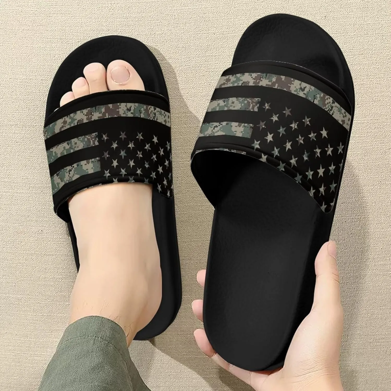 Footwear for Mens Open Toe Athletic Sandals Anti-Slip Sole Slide Sandals Pillow House Flat Shoes Comfortable Slip On Slippers for Indoor & Outdoor