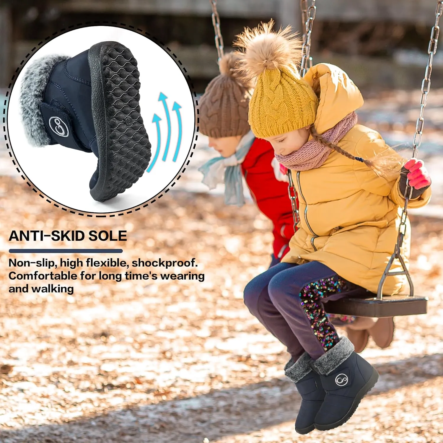 FUDYNMALC Girls Boys Winter Snow Boots - Comfortable Warm Toddler Winter Shoes Waterproof Lightweight Kids Ankle Booties Outdoor Walking