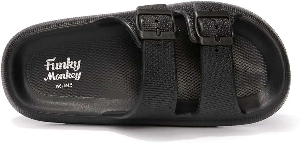 FUNKYMONKEY Unisex EVA Comfort Slides Thick-sole Adjustable Double Buckle Waterproof Pillow Sandals