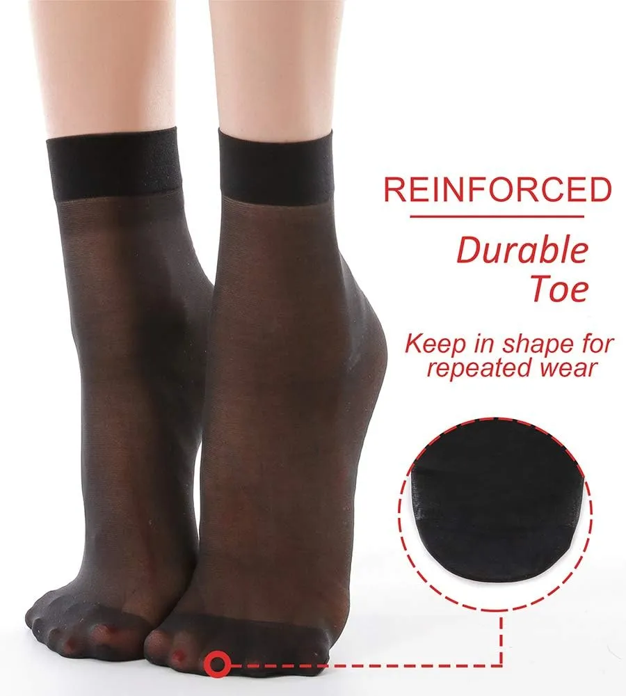 G&Y 12 Pairs Ankle Nylon Socks for Women - 20D Sheer Pantyhose Socks