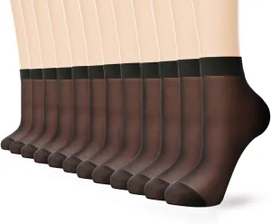 G&Y 12 Pairs Ankle Nylon Socks for Women - 20D Sheer Pantyhose Socks