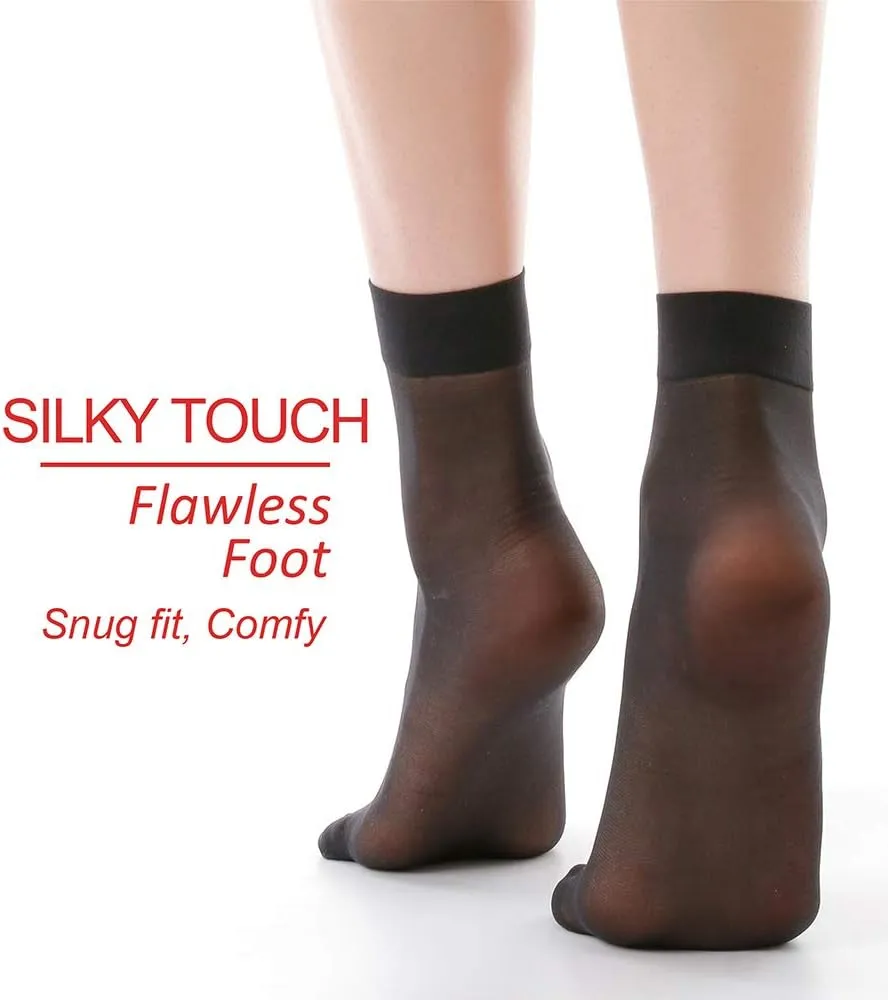 G&Y 12 Pairs Ankle Nylon Socks for Women - 20D Sheer Pantyhose Socks