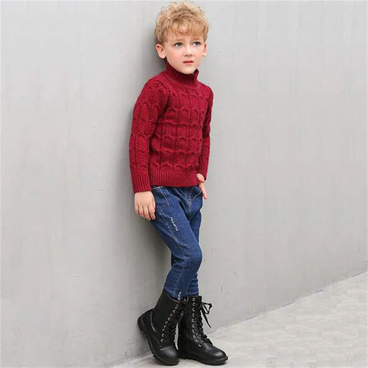 Girl's Boy's Waterproof Leather Side Zipper Mid Calf Combat Boots Outdoor Riding Boots Winter Snow Boots(Toddler/Little Kid/Big Kid)