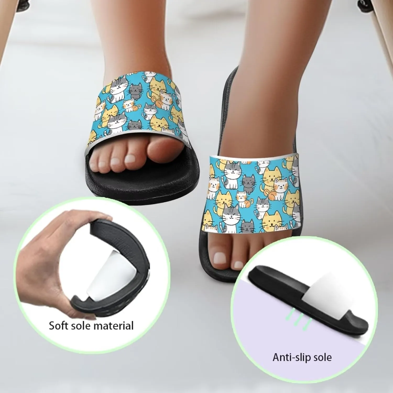 Girls Cloud Slides for Kids Cartoon Sandals Unisex Comfortable Non-slip Shower Shoes Thick Sole for Indoor & Outdoor Gifts