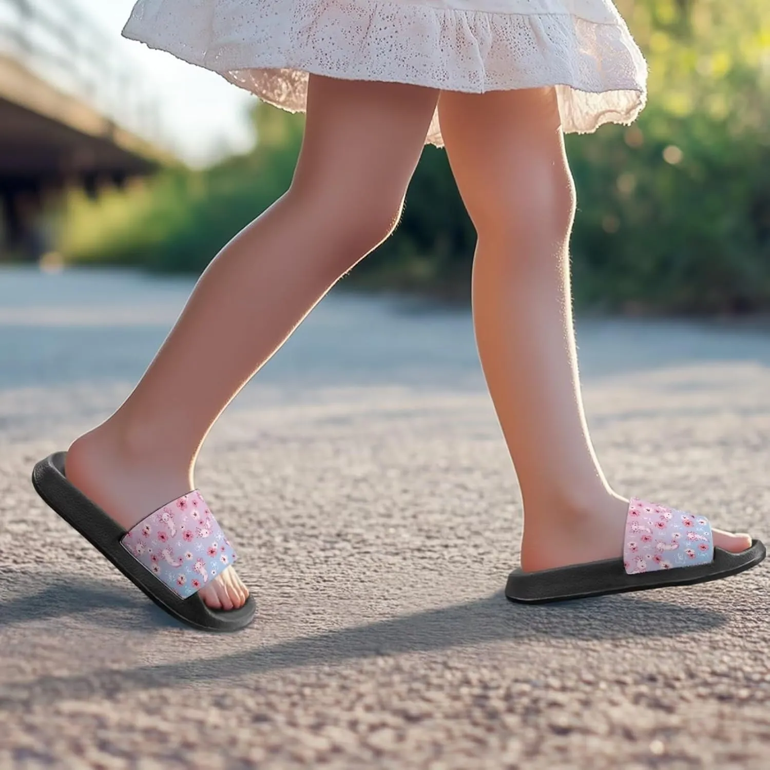 Girls Cloud Slides for Kids Cartoon Sandals Unisex Comfortable Non-slip Shower Shoes Thick Sole for Indoor & Outdoor Gifts