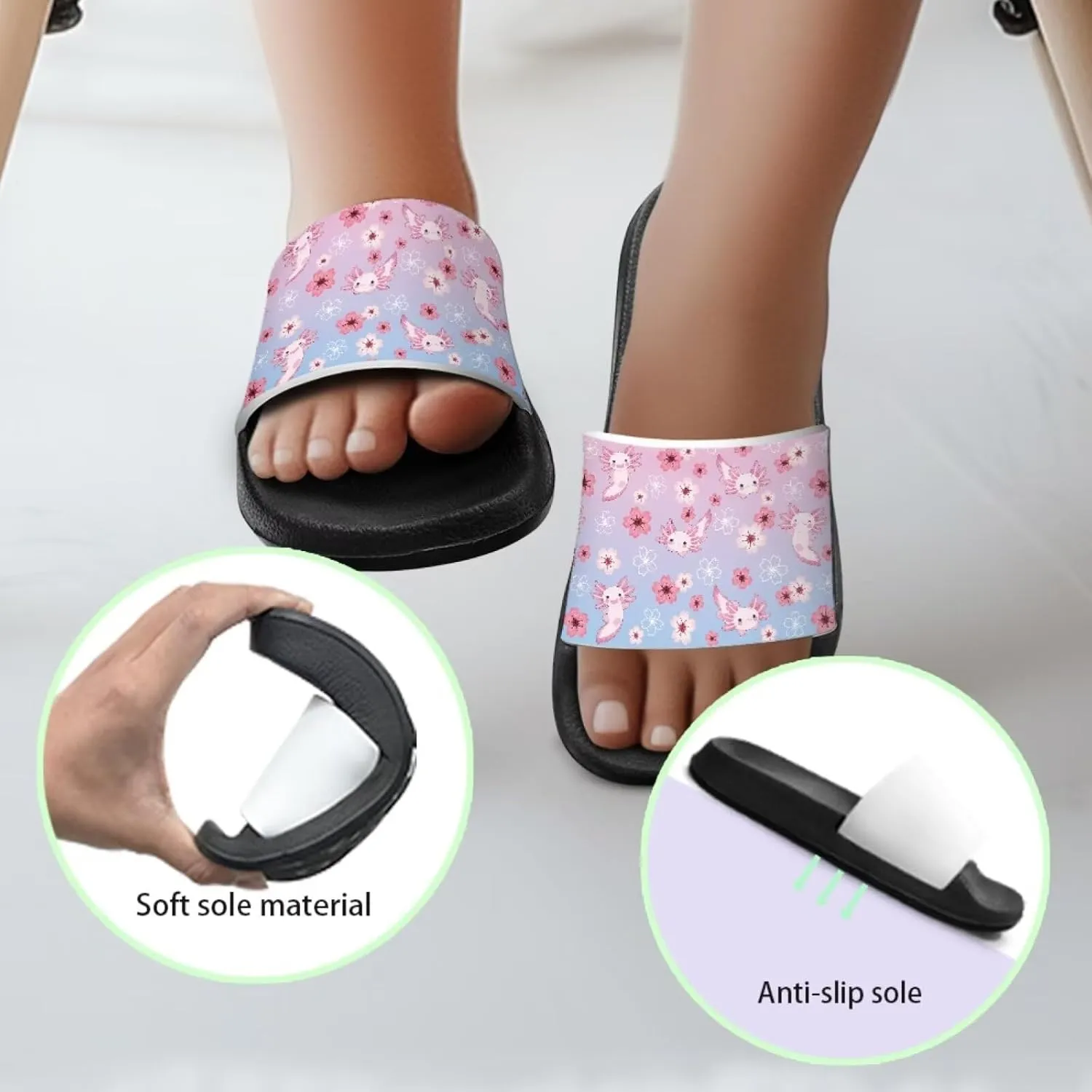 Girls Cloud Slides for Kids Cartoon Sandals Unisex Comfortable Non-slip Shower Shoes Thick Sole for Indoor & Outdoor Gifts