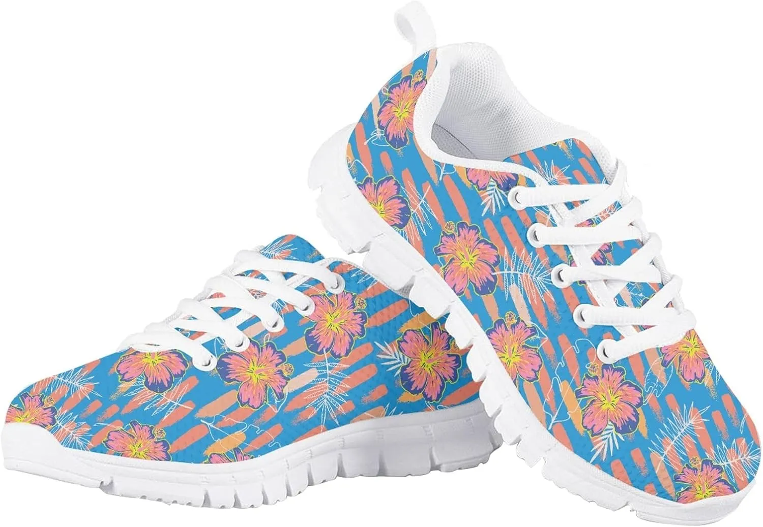 Girls Cute Running Shoes Novelty Graphic Print Lightweight Tennis Sneakers Kids Casual Lace Up Breathable Mesh Shoes