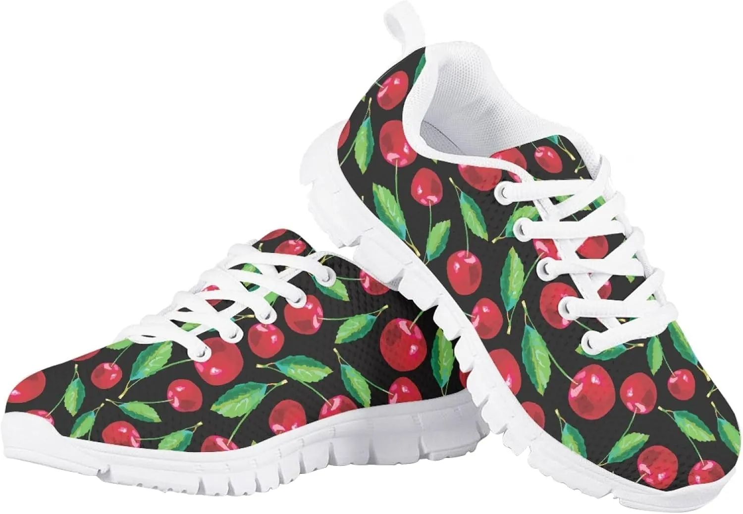 Girls Cute Running Shoes Novelty Graphic Print Lightweight Tennis Sneakers Kids Casual Lace Up Breathable Mesh Shoes