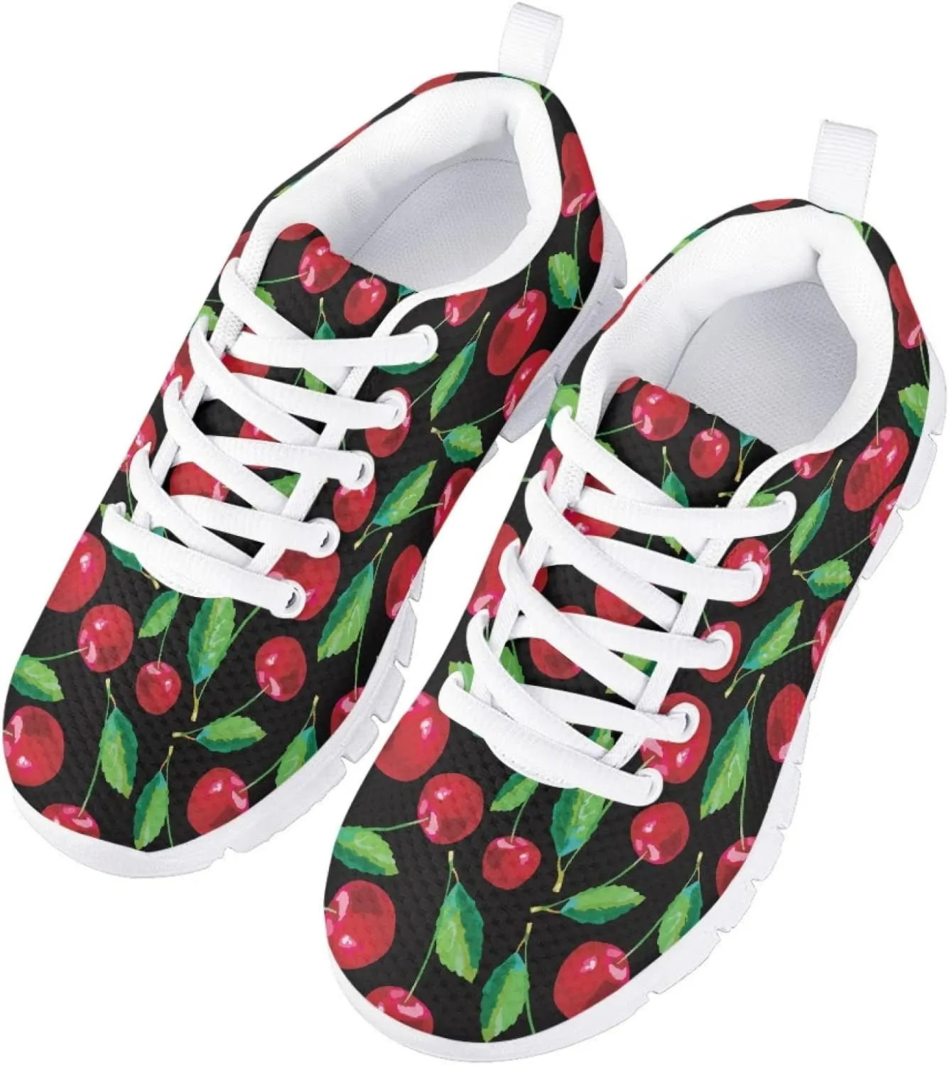 Girls Cute Running Shoes Novelty Graphic Print Lightweight Tennis Sneakers Kids Casual Lace Up Breathable Mesh Shoes