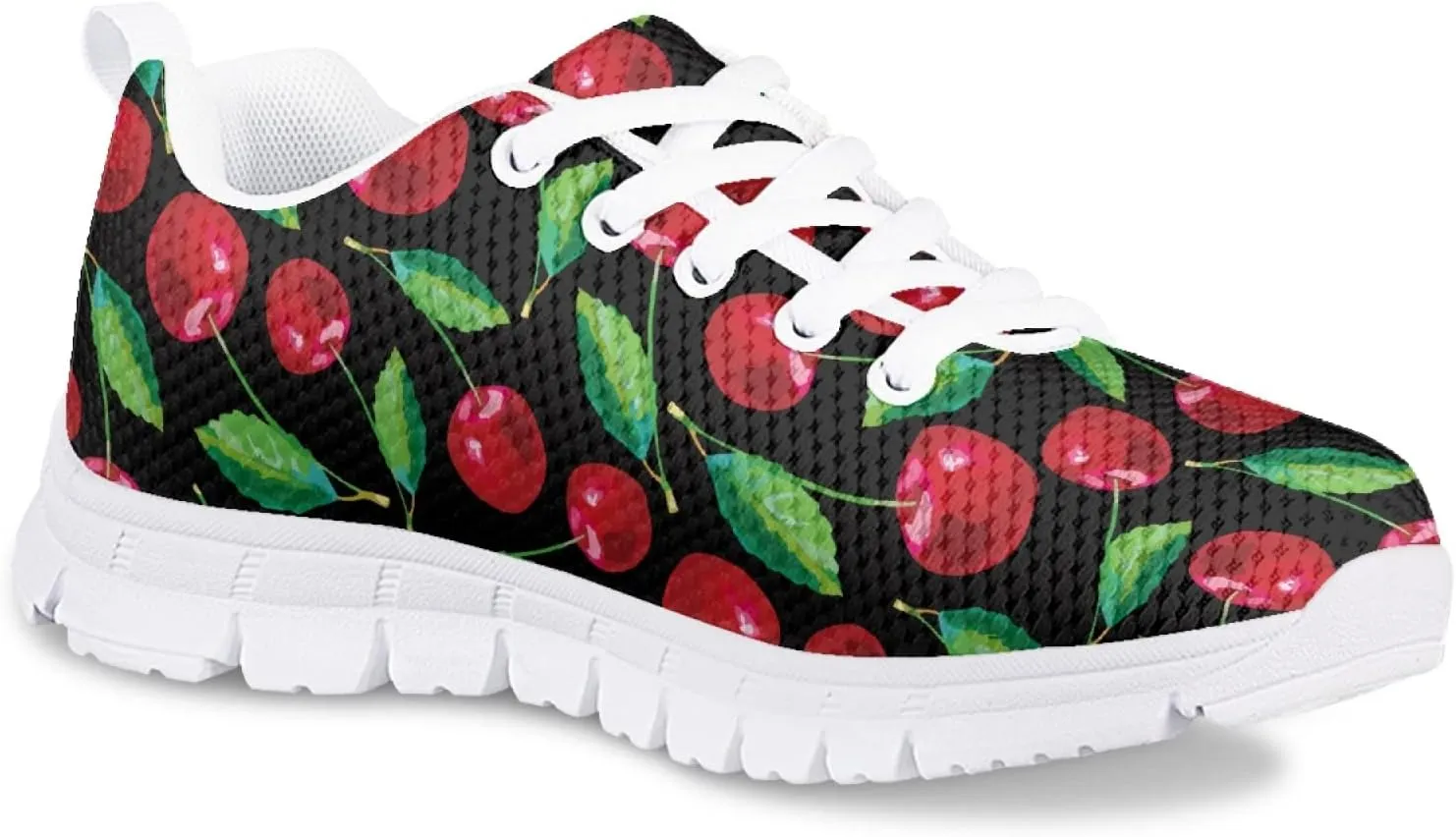 Girls Cute Running Shoes Novelty Graphic Print Lightweight Tennis Sneakers Kids Casual Lace Up Breathable Mesh Shoes