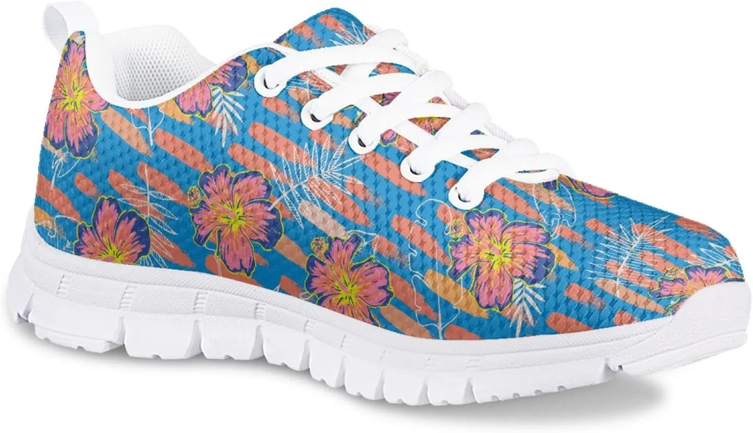 Girls Cute Running Shoes Novelty Graphic Print Lightweight Tennis Sneakers Kids Casual Lace Up Breathable Mesh Shoes