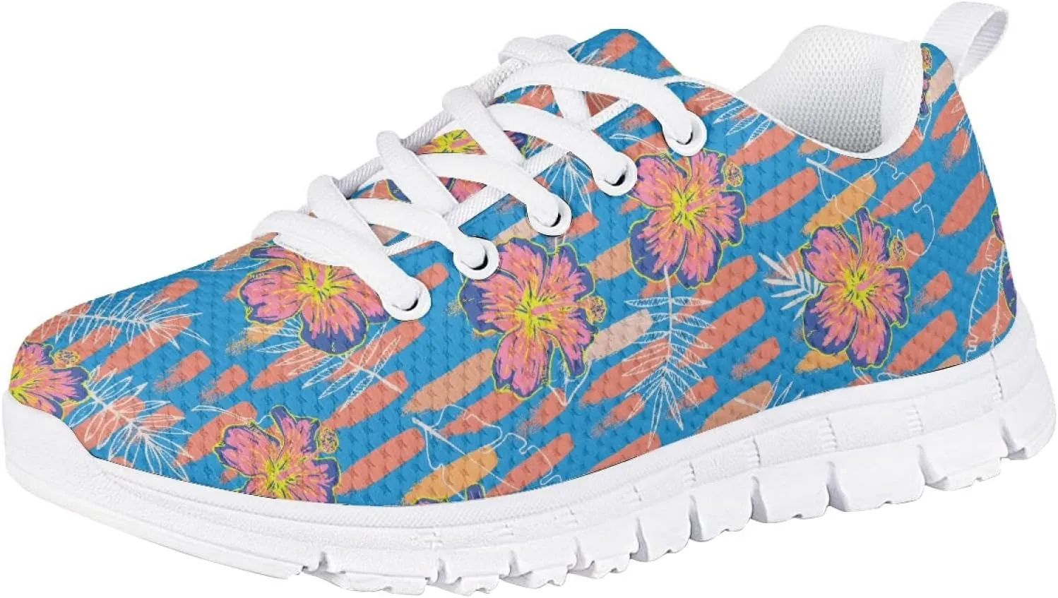 Girls Cute Running Shoes Novelty Graphic Print Lightweight Tennis Sneakers Kids Casual Lace Up Breathable Mesh Shoes
