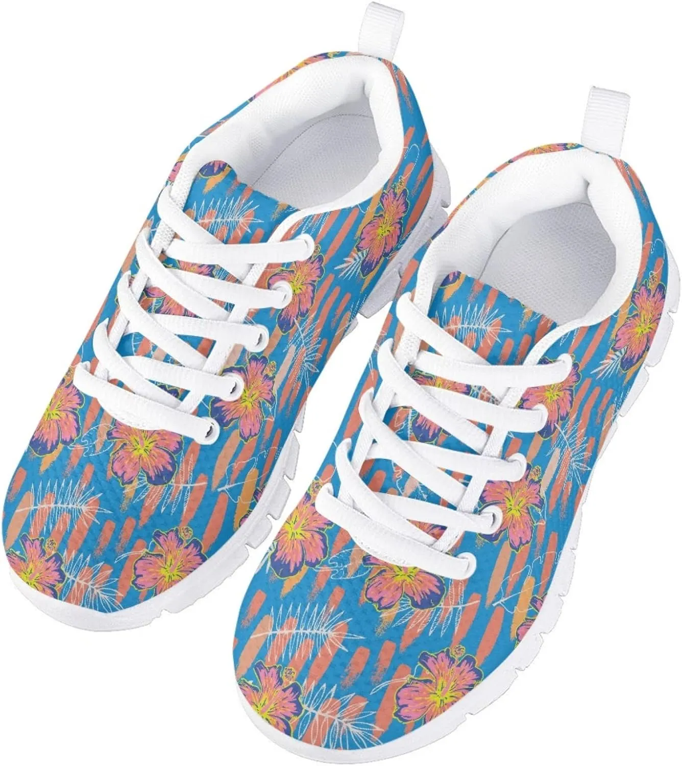 Girls Cute Running Shoes Novelty Graphic Print Lightweight Tennis Sneakers Kids Casual Lace Up Breathable Mesh Shoes