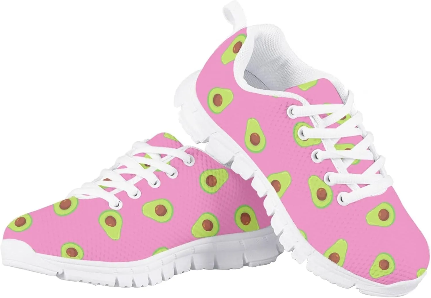 Girls Cute Tennis Shoes Kids Breathable Mesh Running Sneakers Casual Print Lace Up Soft Walking Shoes