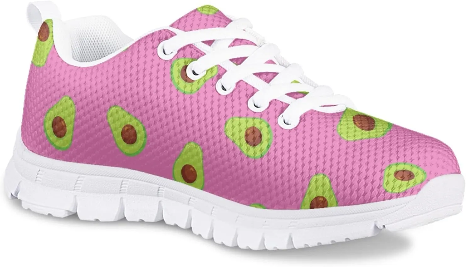 Girls Cute Tennis Shoes Kids Breathable Mesh Running Sneakers Casual Print Lace Up Soft Walking Shoes