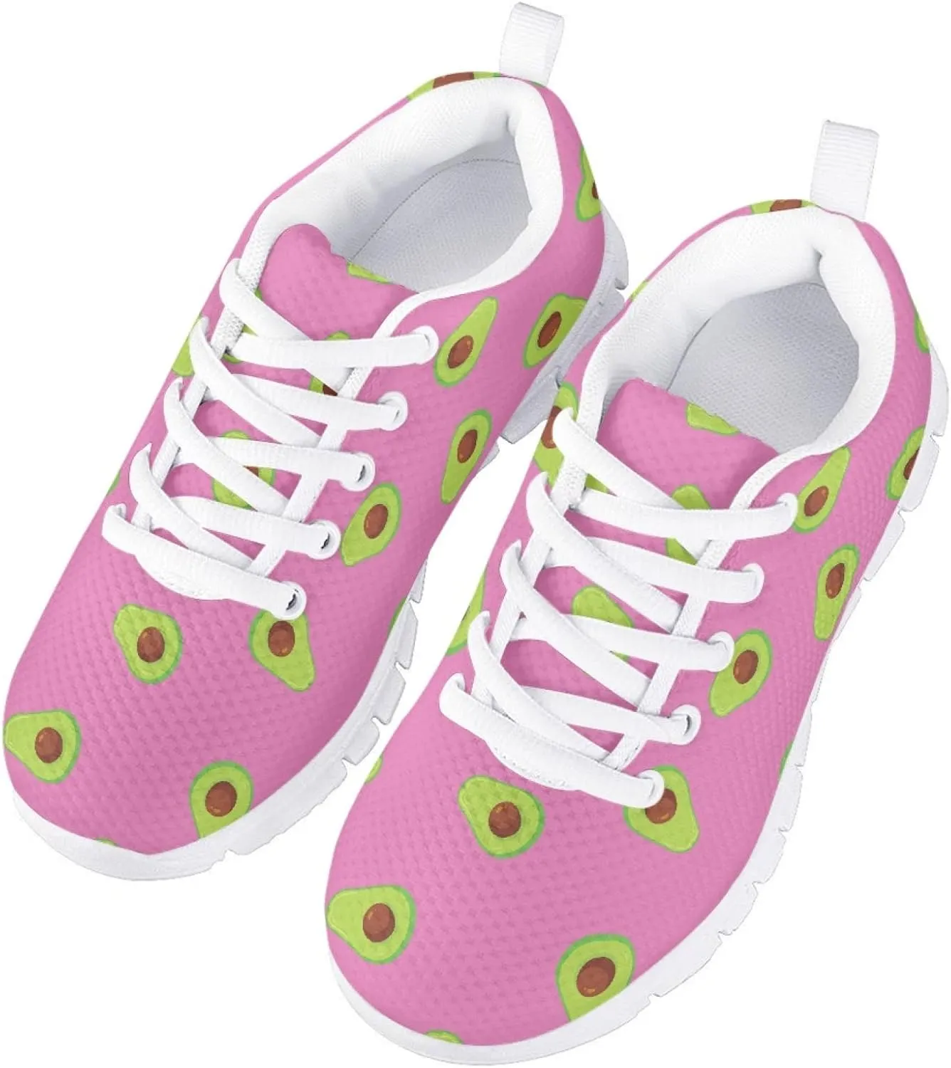 Girls Cute Tennis Shoes Kids Breathable Mesh Running Sneakers Casual Print Lace Up Soft Walking Shoes
