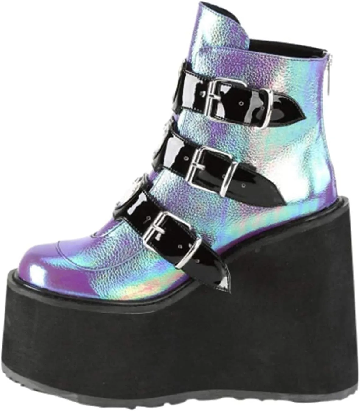 GUNIYIFS Womens Wedges Combat Boots High Heels Ankle Booties Round Toe Punk Gothic Boots for Women Platform Motorcycle Boot