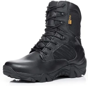 HARGLESMAN Men's Tactical Boots 8 Inches Combat Military Work Desert Leather Boots with Zipper