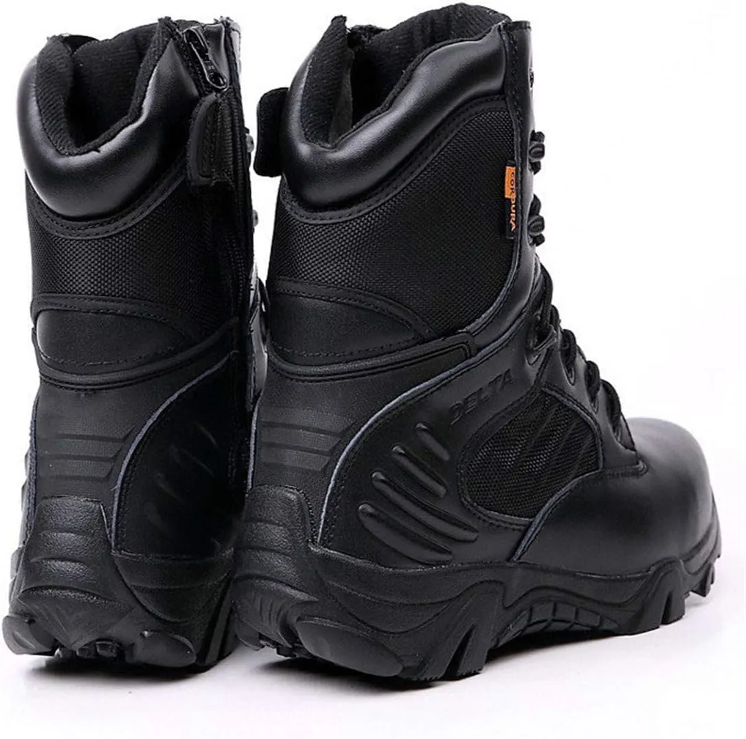 HARGLESMAN Men's Tactical Boots 8 Inches Combat Military Work Desert Leather Boots with Zipper