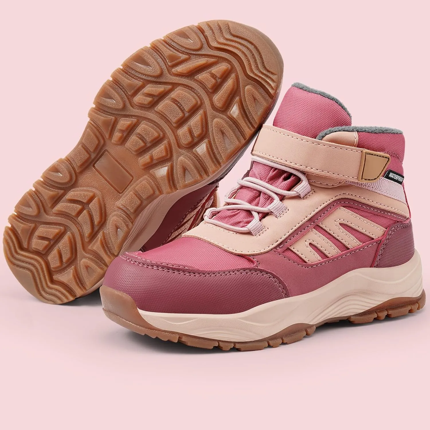 Harvest Land Kids Winter Boots Waterproof Girls Boys Snow Hiking Outdoor Boots Anti Collision Anti-Skid Mid Ankle Adventure Trekking Shoes