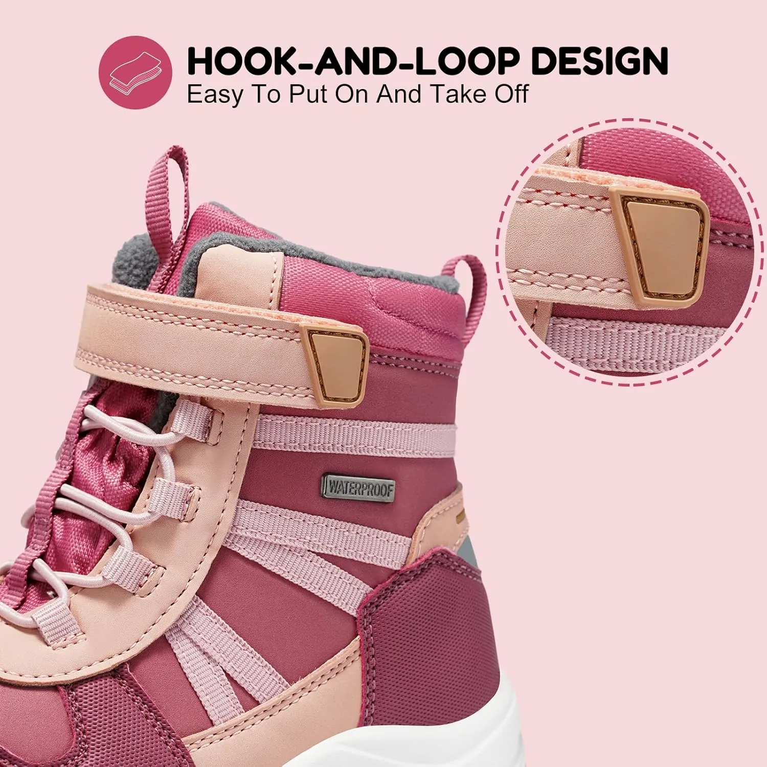 Harvest Land Kids Winter Boots Waterproof Girls Boys Snow Hiking Outdoor Boots Anti Collision Anti-Skid Mid Ankle Adventure Trekking Shoes