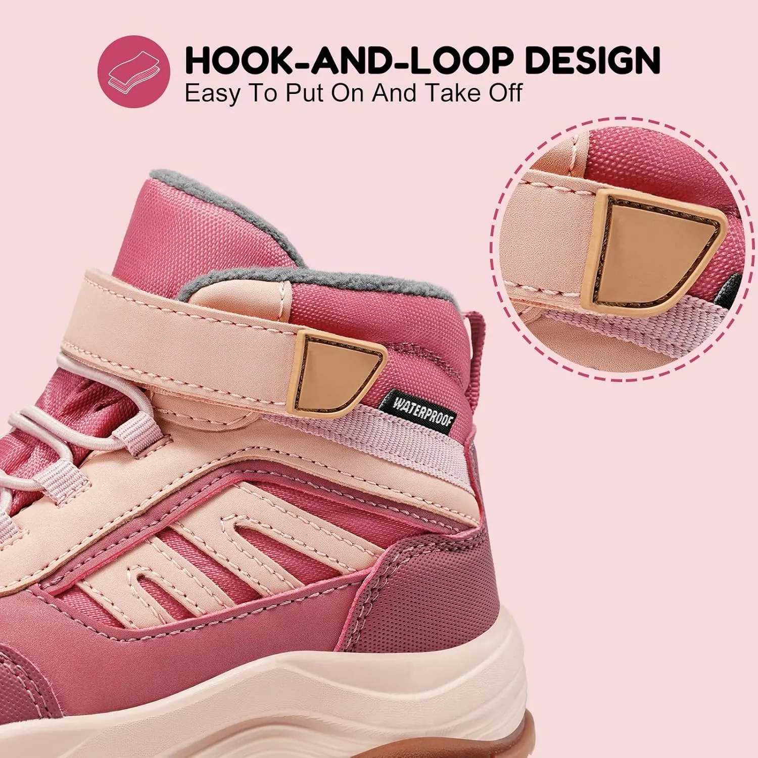 Harvest Land Kids Winter Boots Waterproof Girls Boys Snow Hiking Outdoor Boots Anti Collision Anti-Skid Mid Ankle Adventure Trekking Shoes