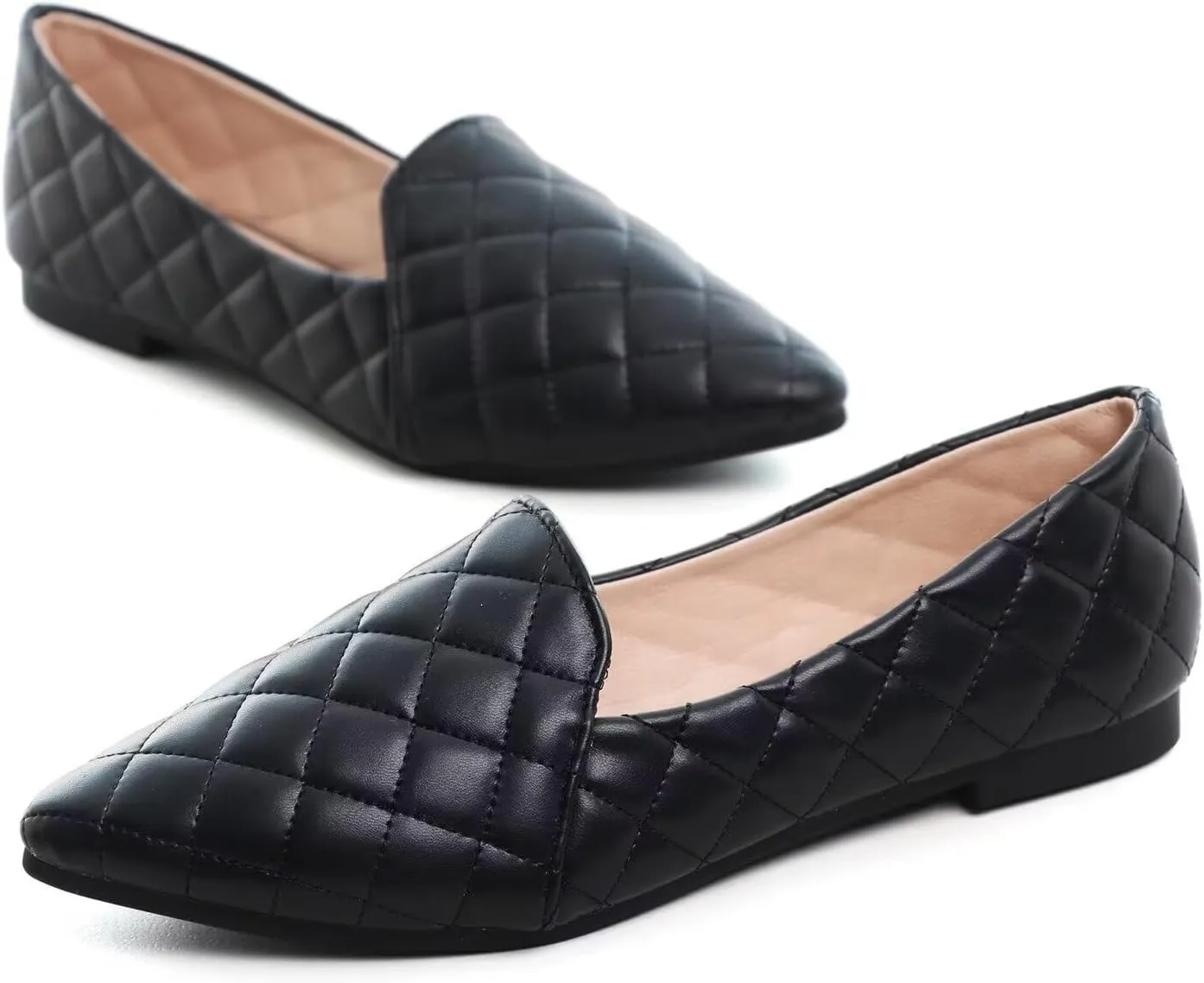Hee grand Classic Solid Pointed Toe Ballet Flats for Women Lightweight Slip-On Loafers Comfort Walking Flats Suede Dressy Shoes