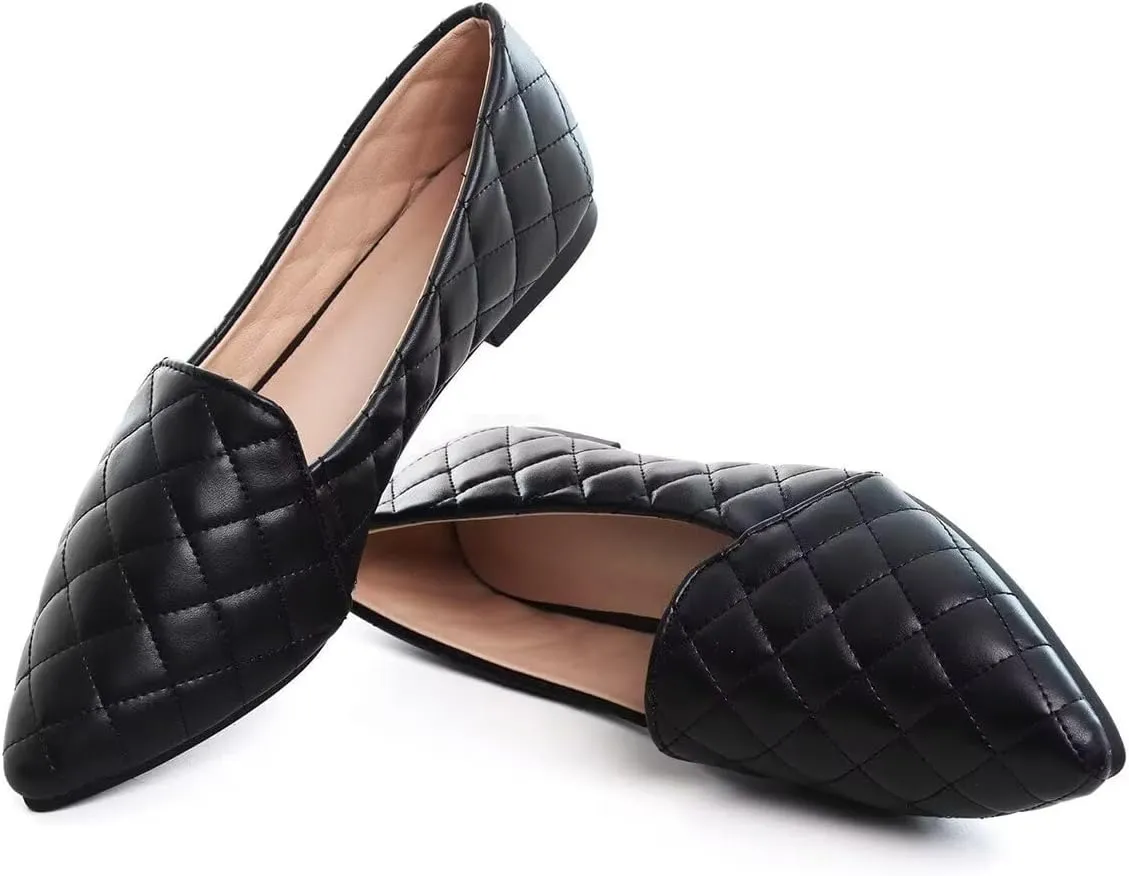 Hee grand Classic Solid Pointed Toe Ballet Flats for Women Lightweight Slip-On Loafers Comfort Walking Flats Suede Dressy Shoes