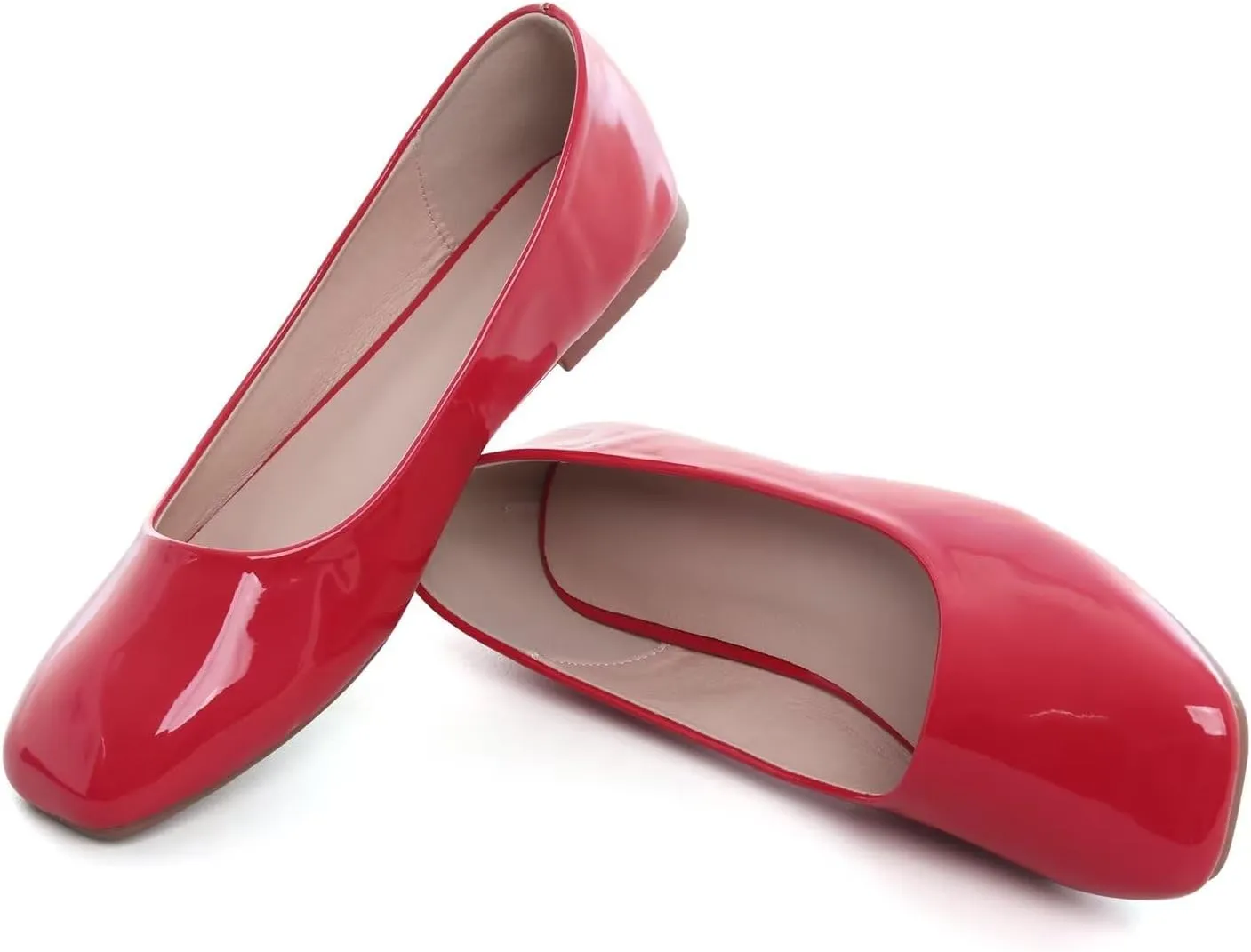 Hee grand Classic Solid Square Toe Ballet Flats for Women Comfort Casual Flats Lightweight Slip on Loafers Suede Dress Shoes