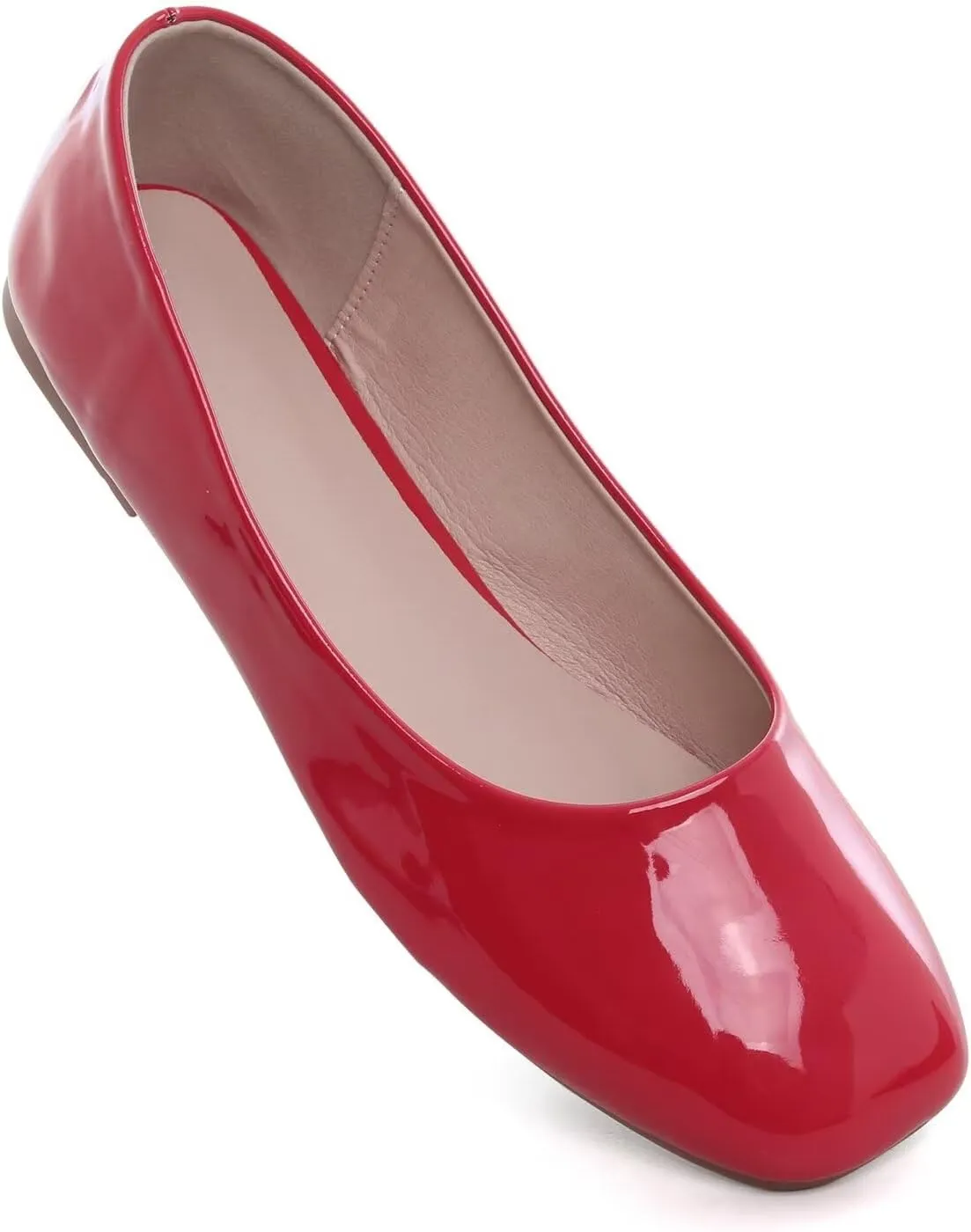 Hee grand Classic Solid Square Toe Ballet Flats for Women Comfort Casual Flats Lightweight Slip on Loafers Suede Dress Shoes
