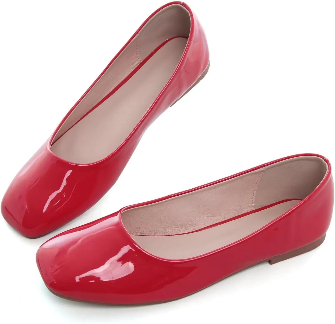 Hee grand Classic Solid Square Toe Ballet Flats for Women Comfort Casual Flats Lightweight Slip on Loafers Suede Dress Shoes