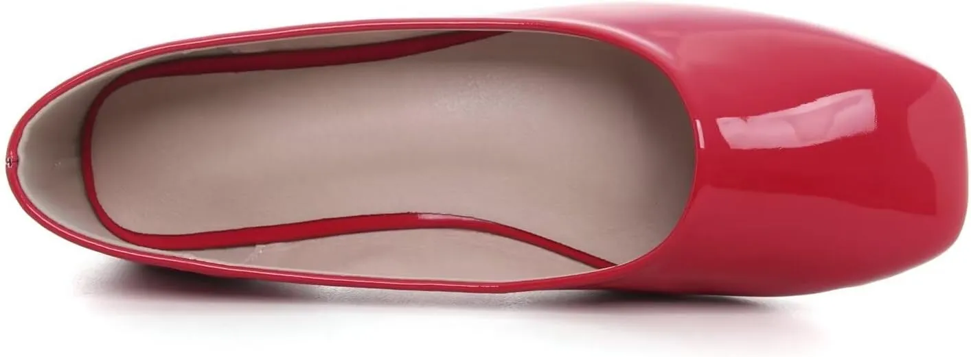Hee grand Classic Solid Square Toe Ballet Flats for Women Comfort Casual Flats Lightweight Slip on Loafers Suede Dress Shoes