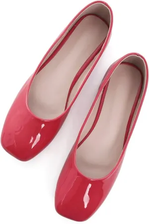 Hee grand Classic Solid Square Toe Ballet Flats for Women Comfort Casual Flats Lightweight Slip on Loafers Suede Dress Shoes