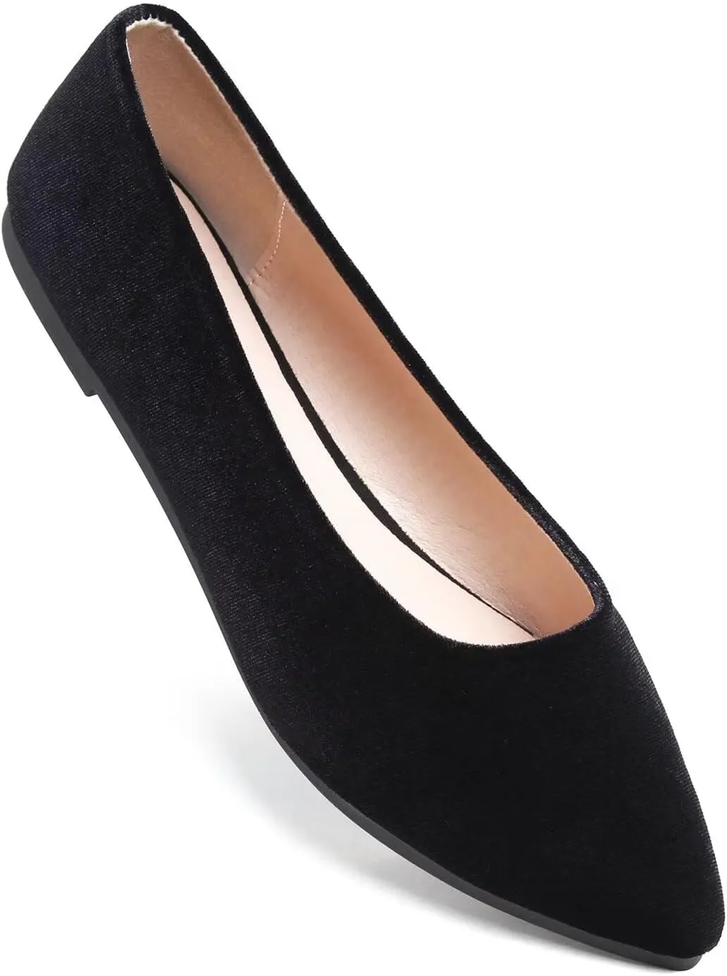 Hee grand Pointed Toe Flats for Women Casual Slip-On Loafers Comfort Work Shoes Velvet Dressy Shoes