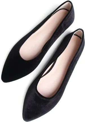 Hee grand Pointed Toe Flats for Women Casual Slip-On Loafers Comfort Work Shoes Velvet Dressy Shoes