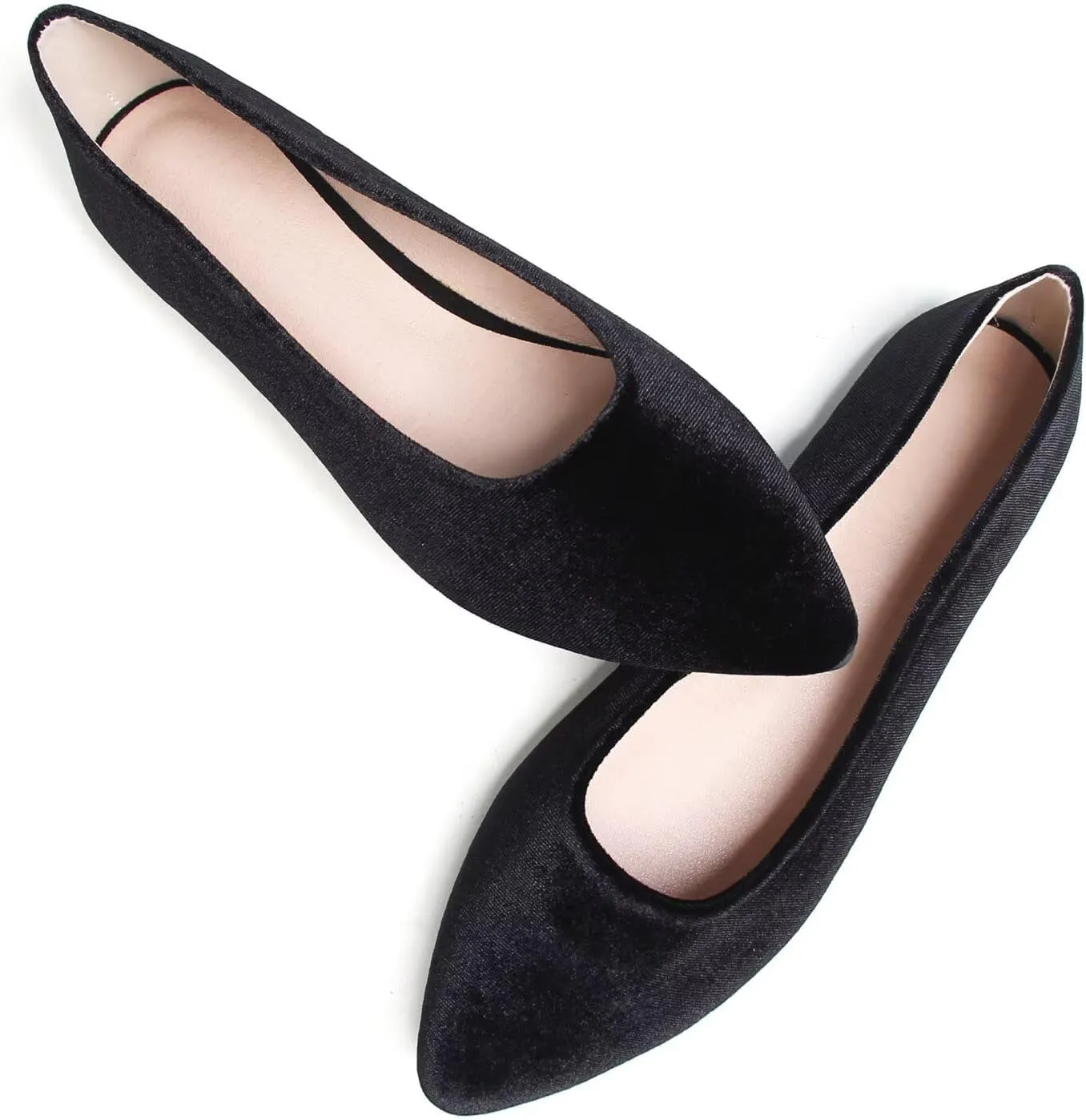 Hee grand Pointed Toe Flats for Women Casual Slip-On Loafers Comfort Work Shoes Velvet Dressy Shoes