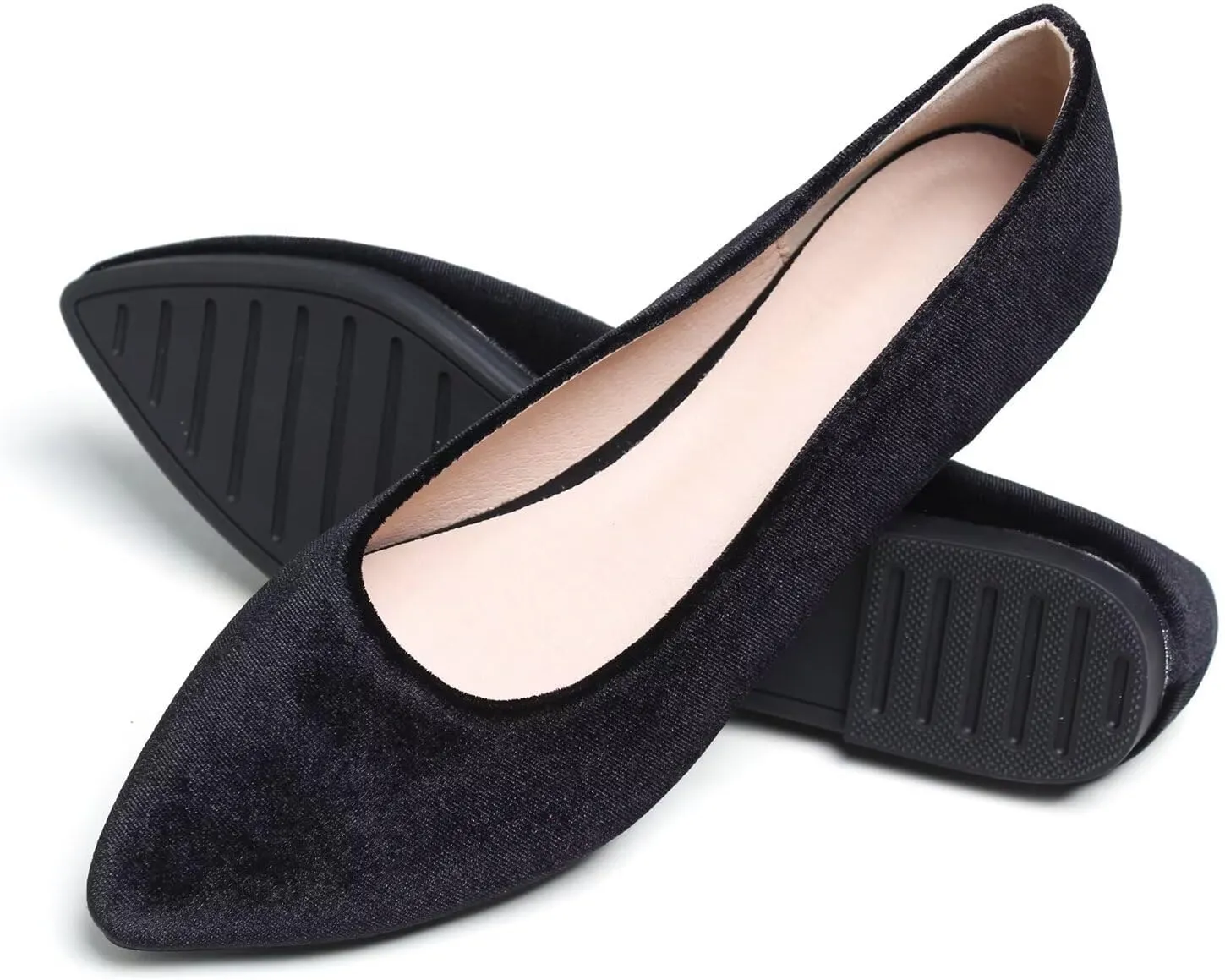 Hee grand Pointed Toe Flats for Women Casual Slip-On Loafers Comfort Work Shoes Velvet Dressy Shoes