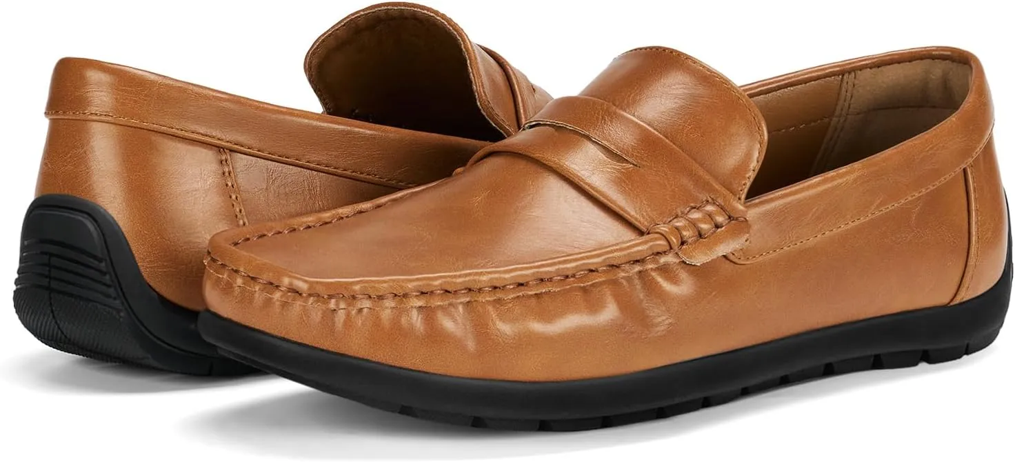 HEEZ Men's Loafers Slip On Dress Shoes Penny Loafers Leather Casual Driving Boat Shoes for Men