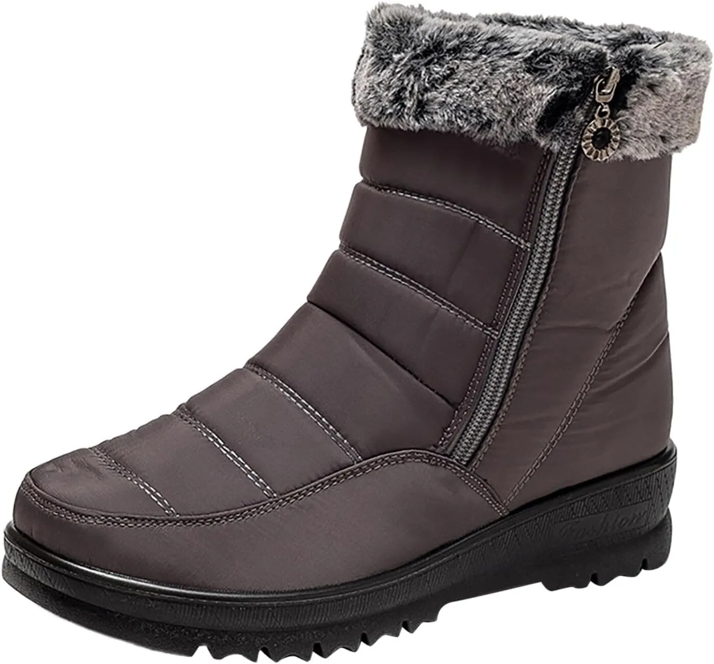 HINDOLA Womens Snow Boots Winter Warm Fur Lined Shoes Comfortable Side Zipper Ankle Booties Anti Slip Waterproof Outdoor Boots