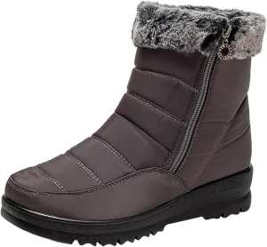 HINDOLA Womens Snow Boots Winter Warm Fur Lined Shoes Comfortable Side Zipper Ankle Booties Anti Slip Waterproof Outdoor Boots