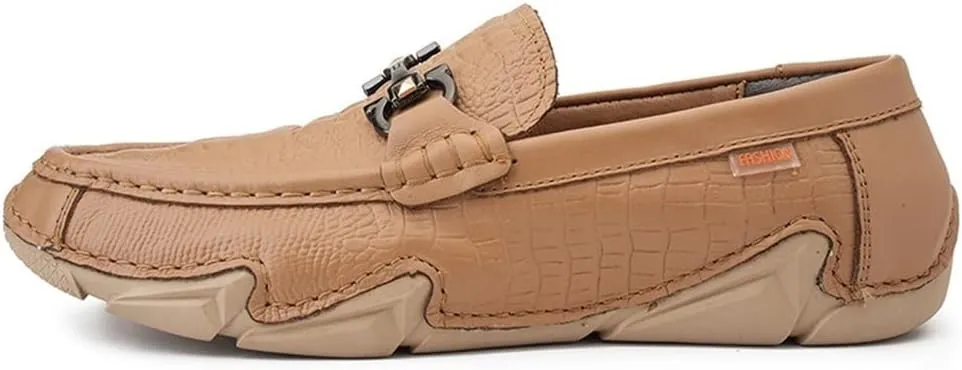 HOOENG Mens Loafers Moccasins Round Toe Shoes Faux Crocodile Print Leather Flexible Anti-Slip Comfortable Classic Slip-ons