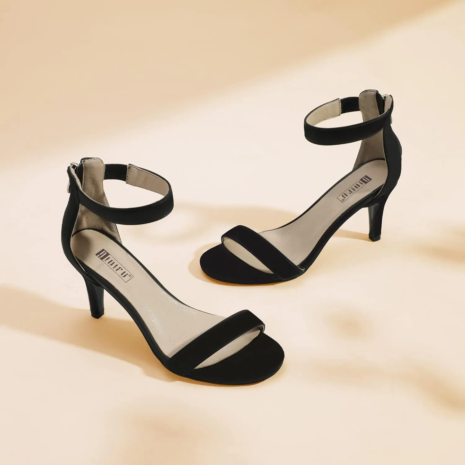 IDIFU Women's 3 Inch Kitten Heels - Dressy Open Toe Heels Ankle Strap Heeled Sandals for Bride Wedding Bridal Shoes On Evening Prom
