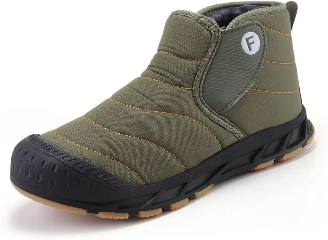INEELUYI Men Women Winter Boots Outdoor Warm Fur Lined Slip On Sneakers Anti-Slip Waterproof Snow Boots