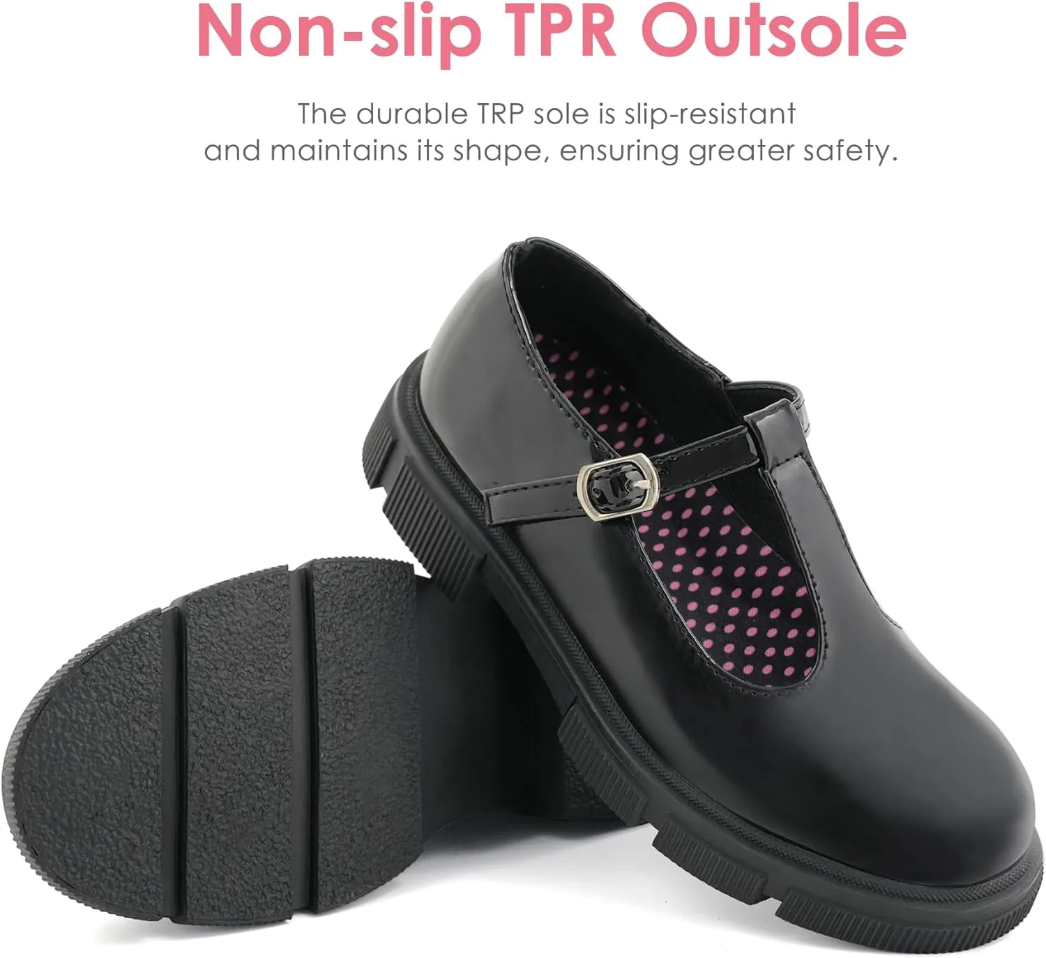 JABASIC Girls School Uniform Dress Shoes T-Strap Mary Jane Flats