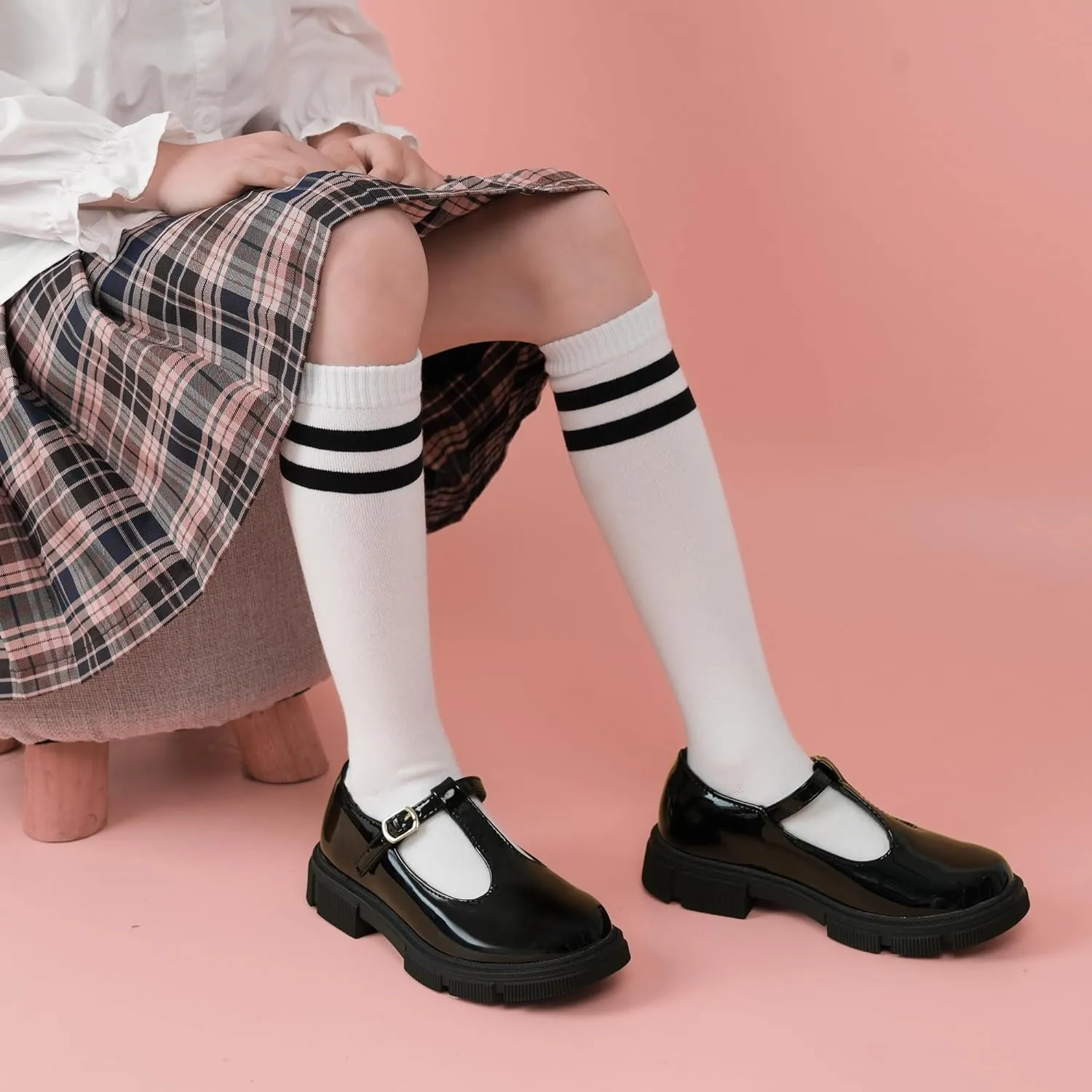 JABASIC Girls School Uniform Dress Shoes T-Strap Mary Jane Flats